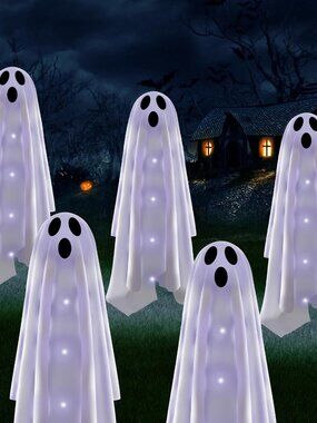 Halloween Decorations Solar Garden Lights Outdoor,6PACKS Halloween Ghost Decorat